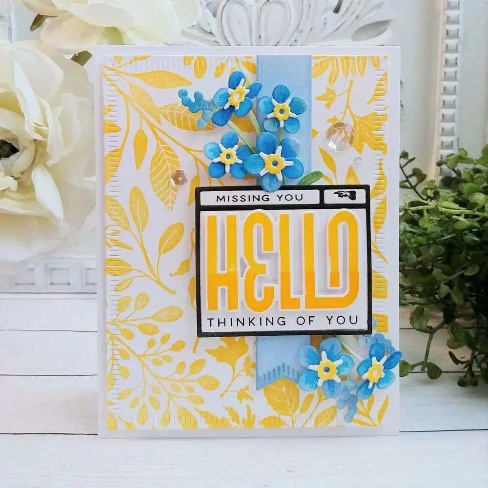 The Greetery Sentiments Squared Stamps happy thanks hello